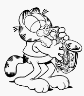 coloriage garfield joue du saxo